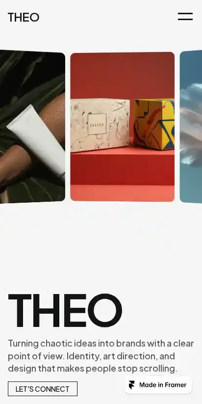 Théo home page on mobile