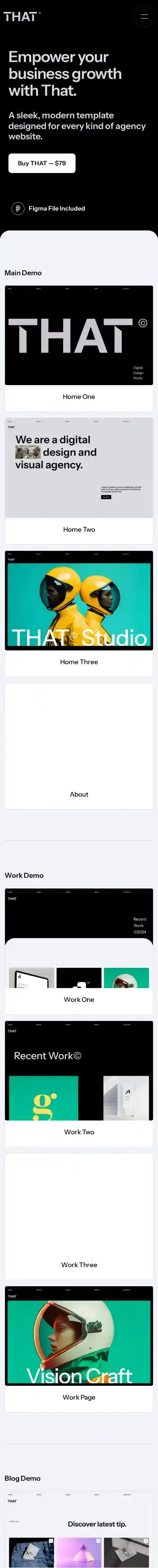 THAT X home page on mobile