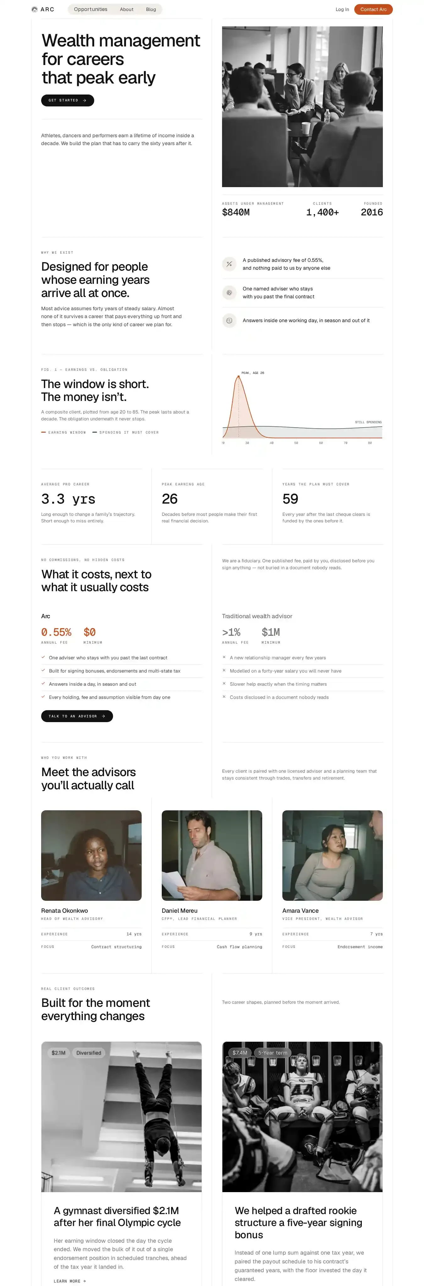 The Arc home page on desktop