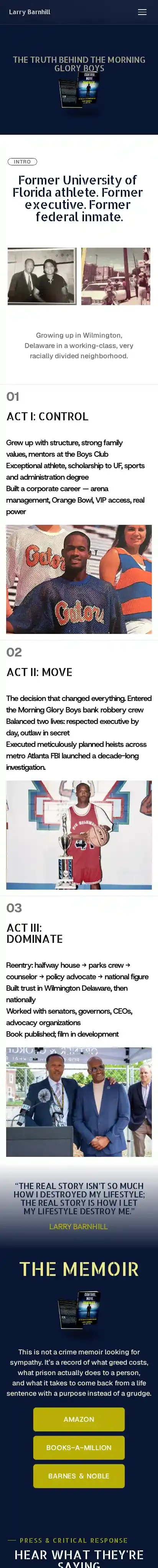 The Author home page on mobile