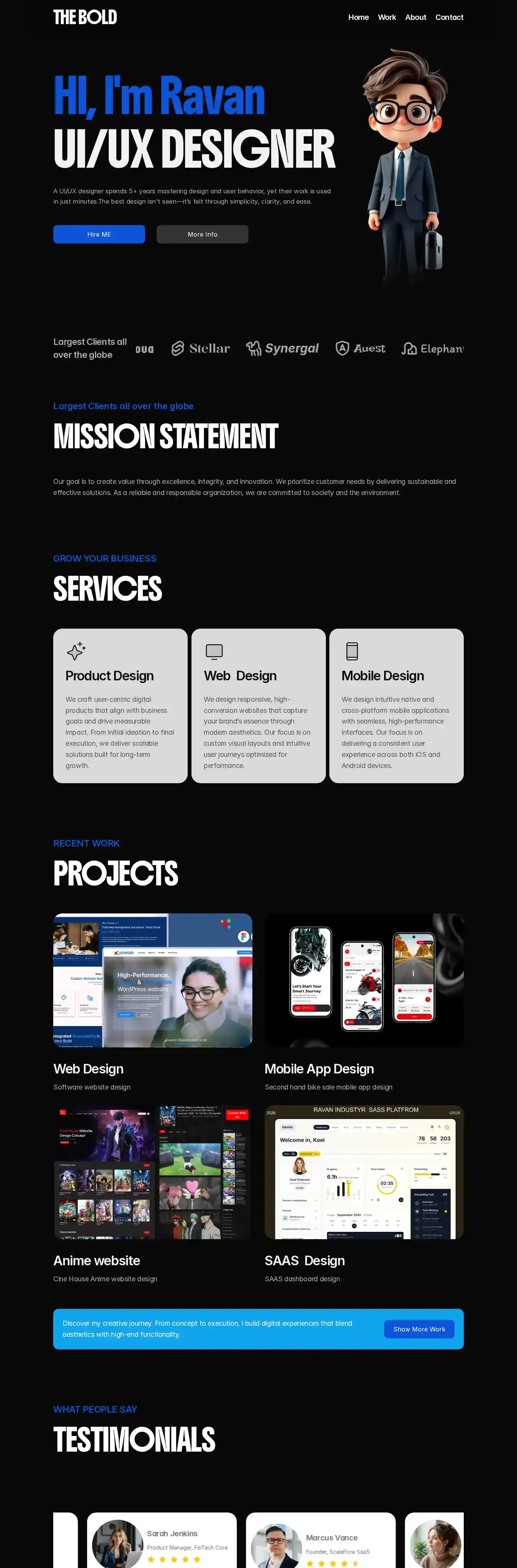 THE BOLD home page on desktop