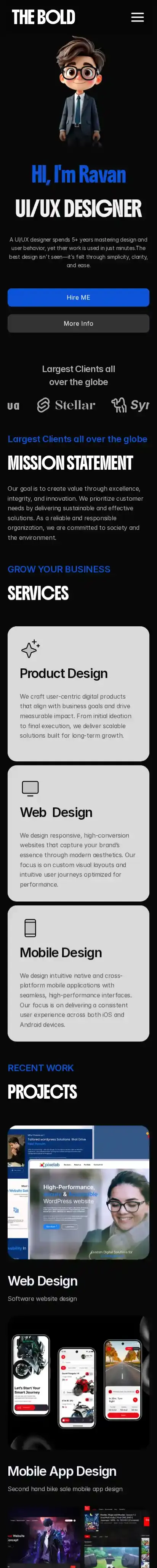 THE BOLD home page on mobile