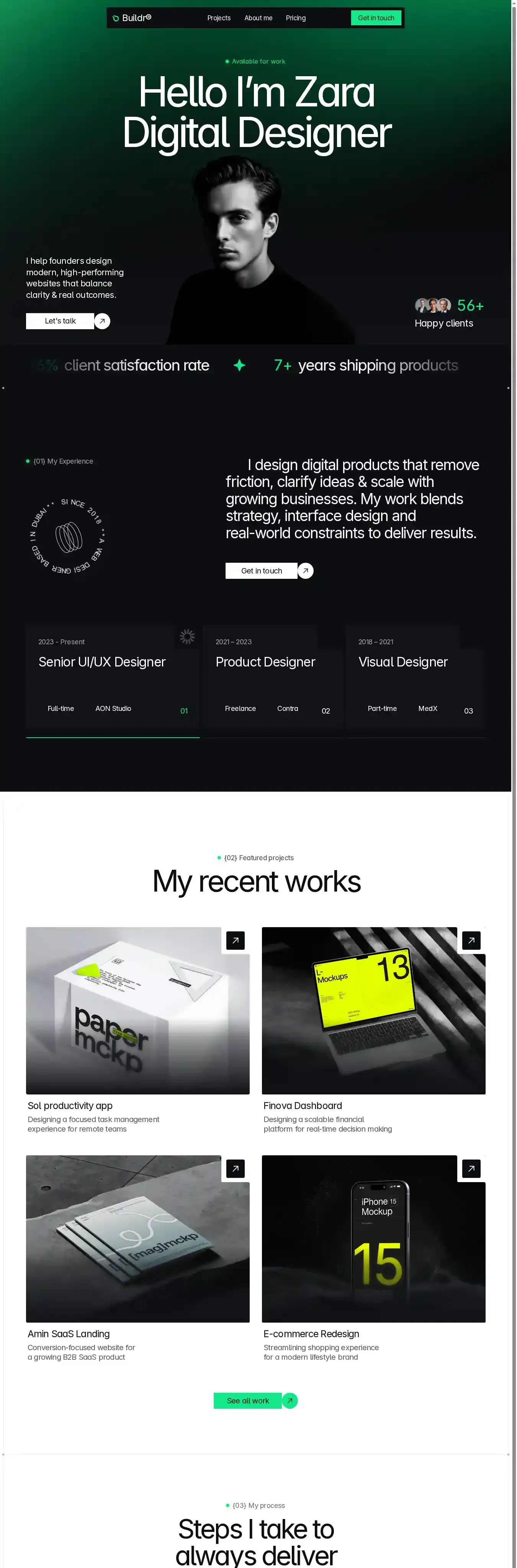 The Buildr home page on desktop