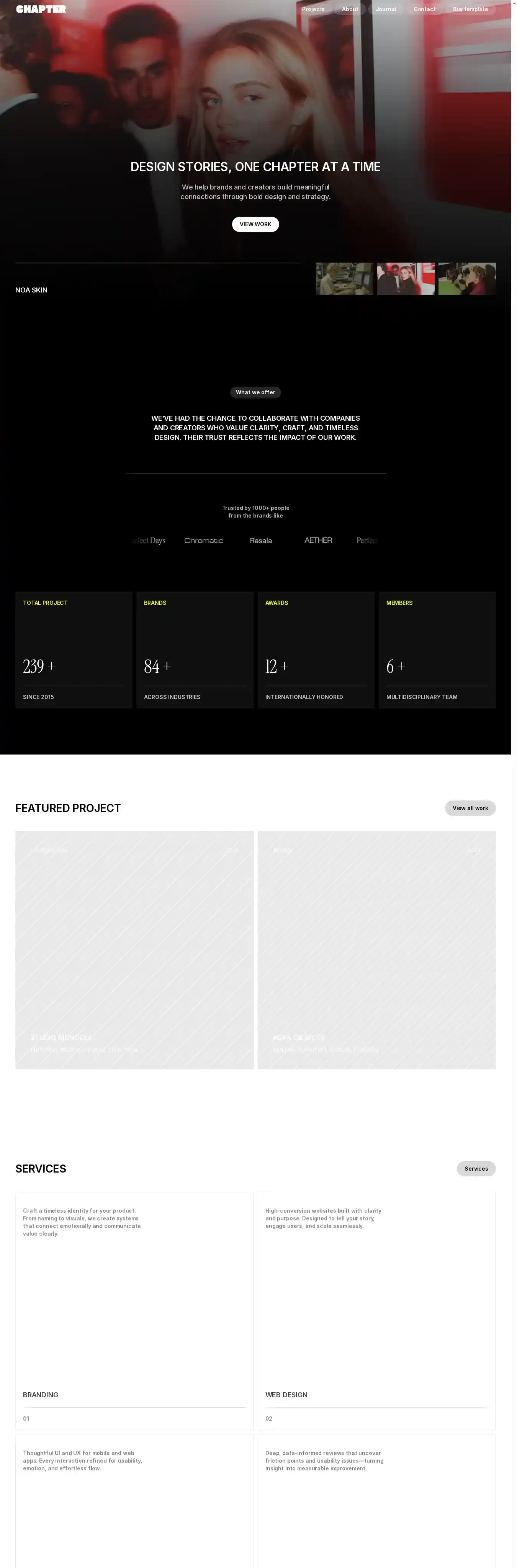The Chapter home page on desktop