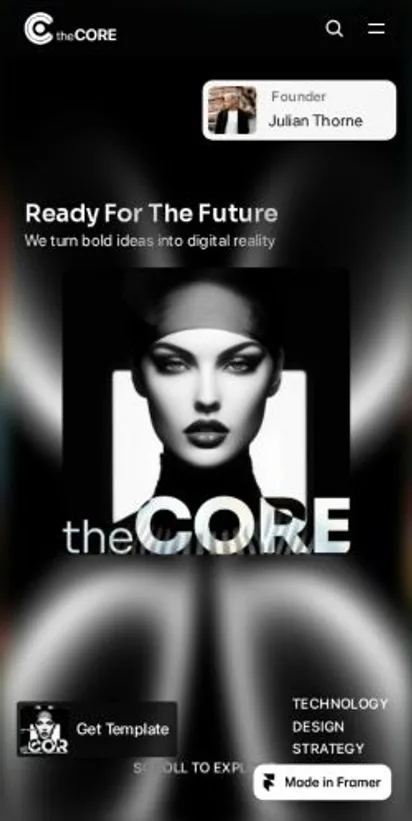 the Core home page on mobile