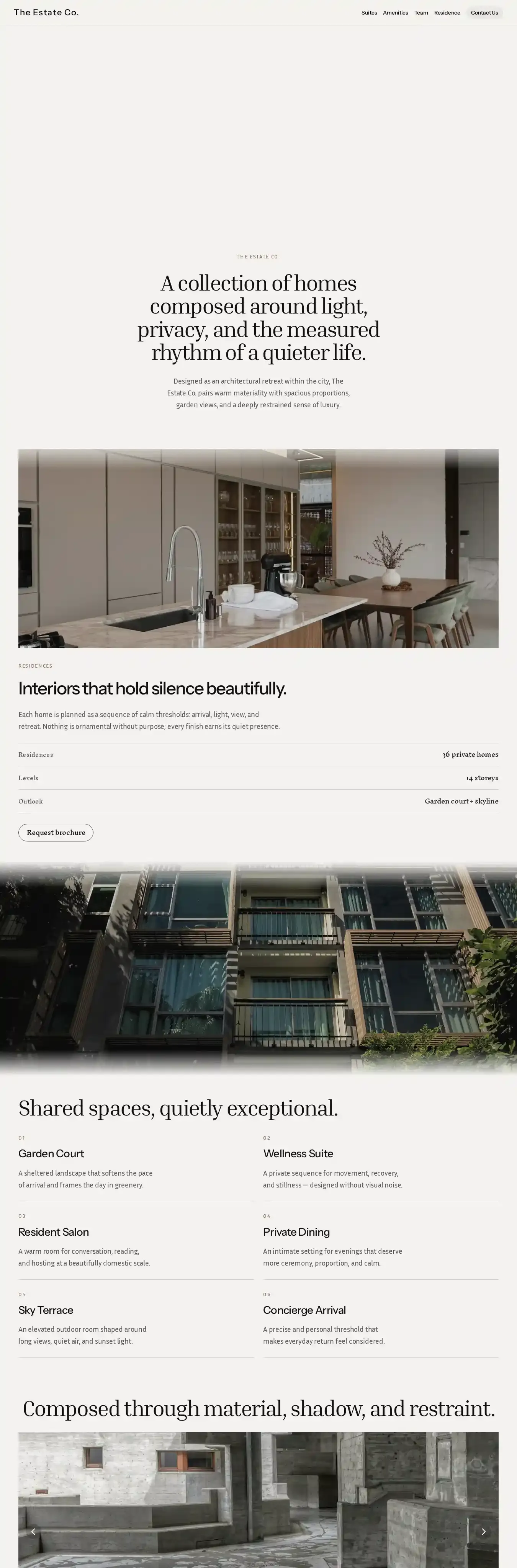 The Estate Co home page on desktop