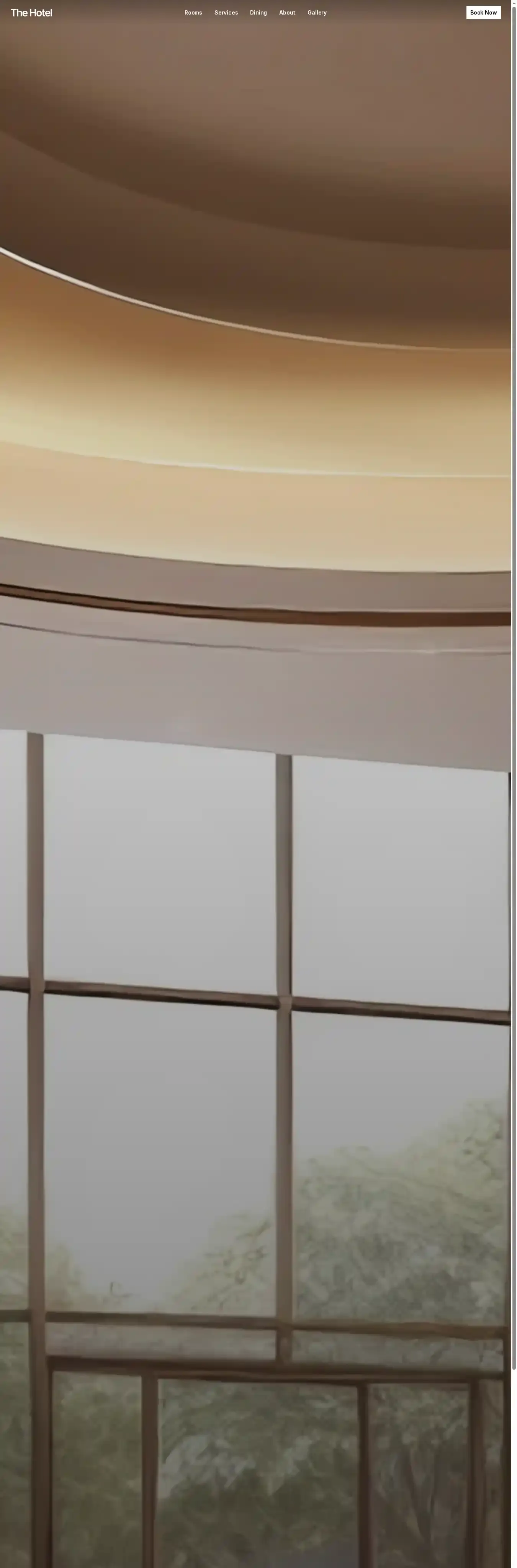 The Hotel home page on desktop