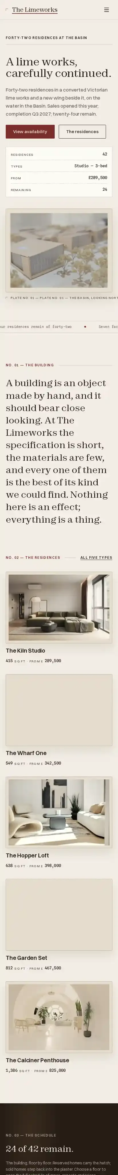 The Limeworks home page on mobile