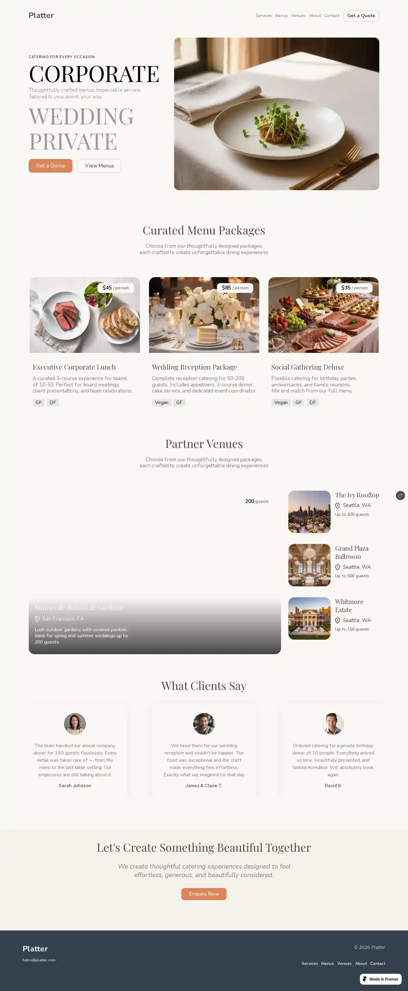 The Platter home page on desktop