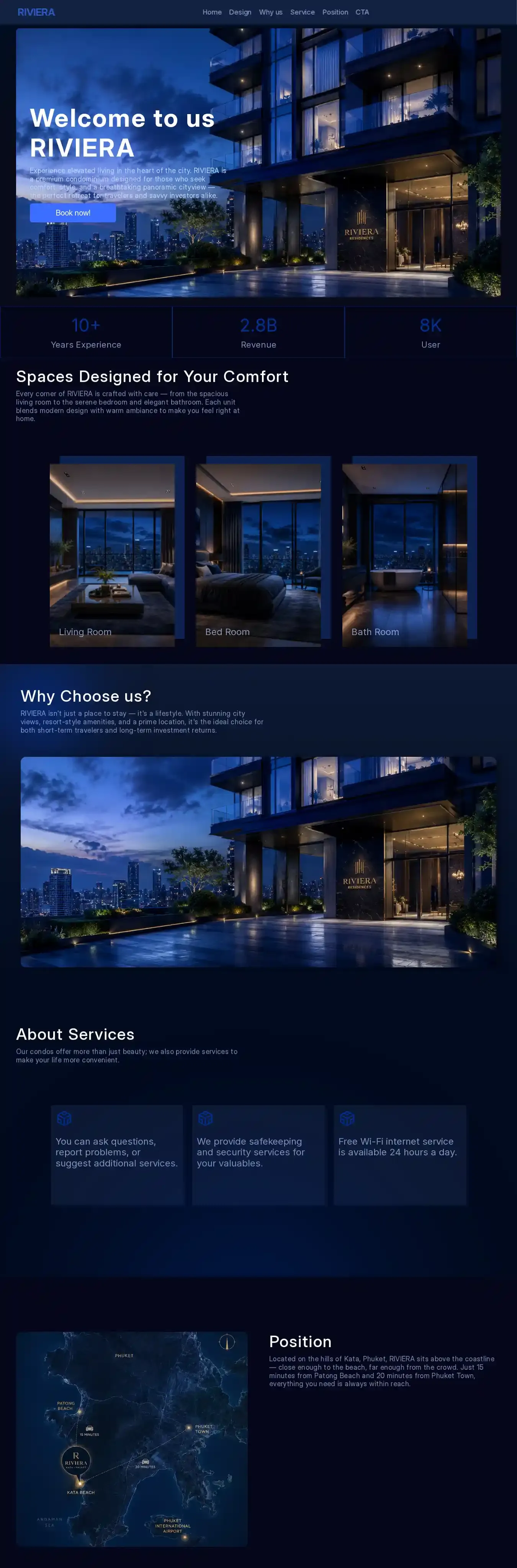 The RIVIERA home page on desktop