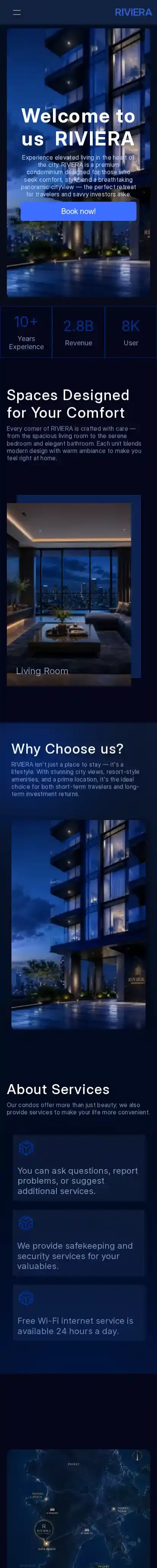 The RIVIERA home page on mobile