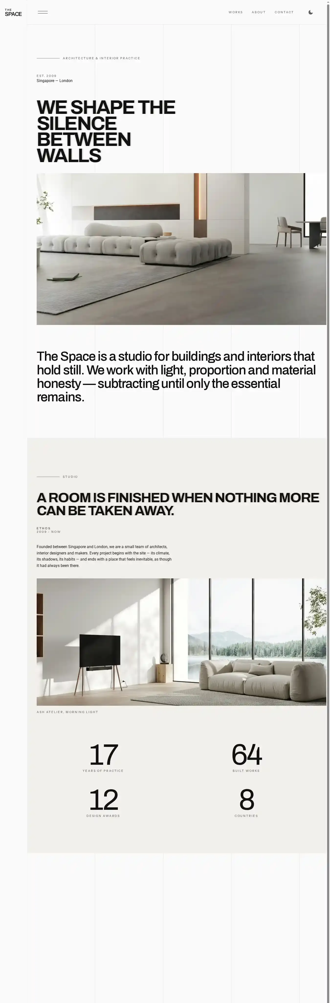 The Space Studio home page on desktop
