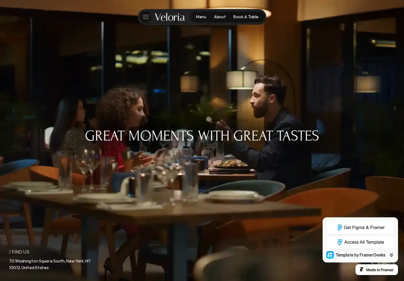 The Veloria home page on desktop