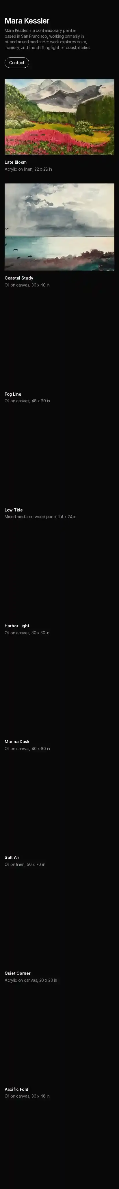 TheArtist Noir home page on mobile