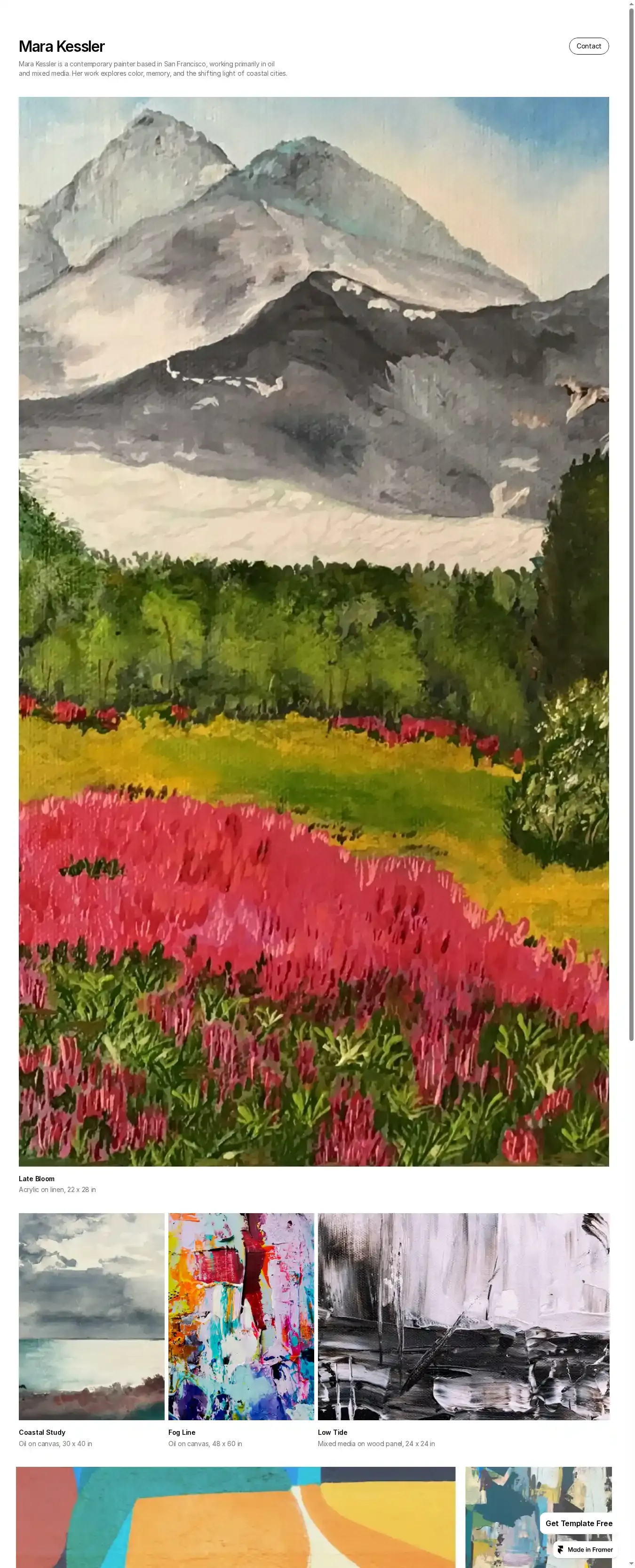 TheArtist home page on desktop