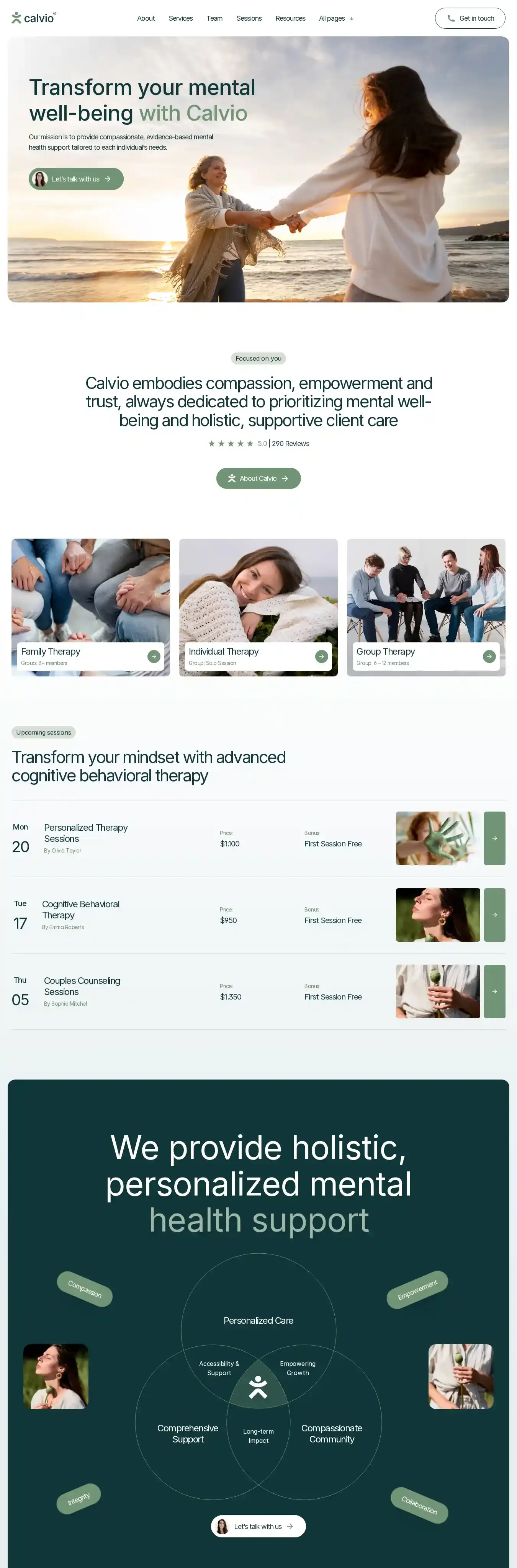 Therapistz home page on desktop