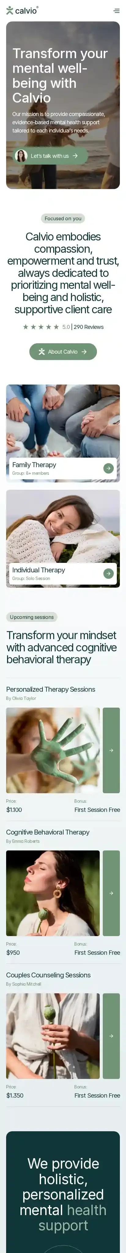 Therapistz home page on mobile