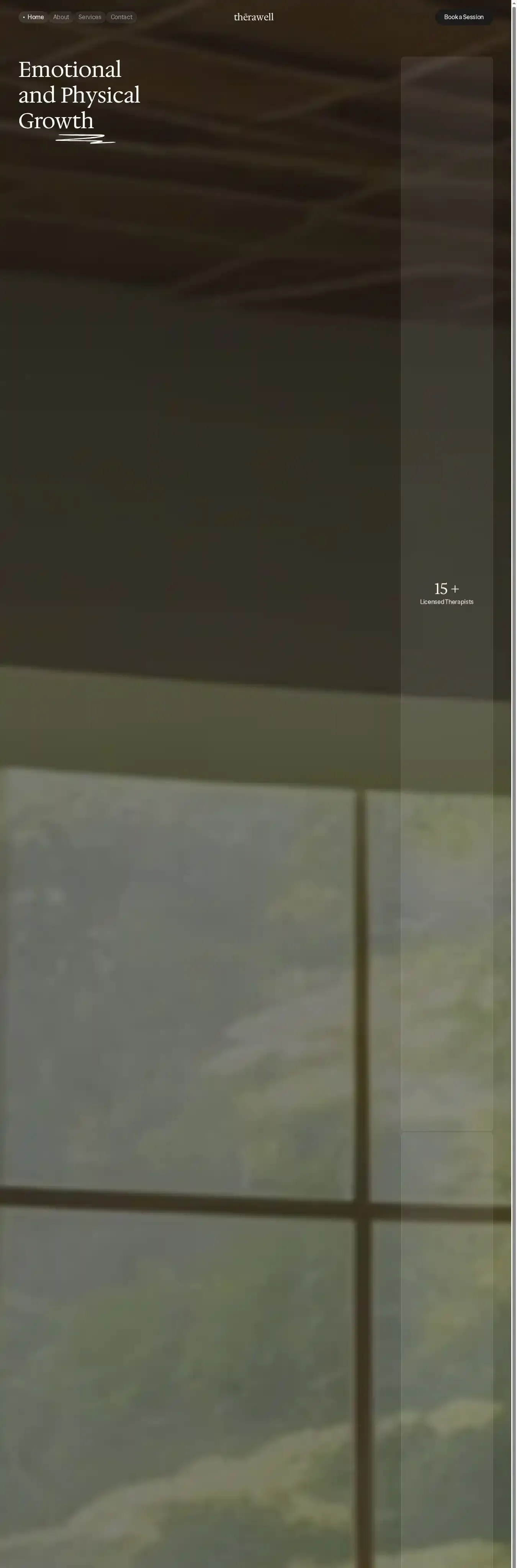 Therawell home page on desktop