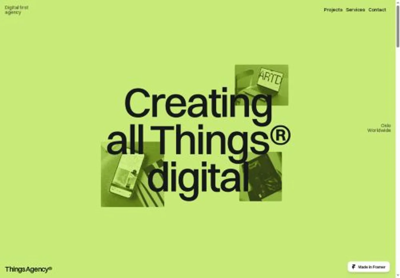 Thingsagency home page on desktop