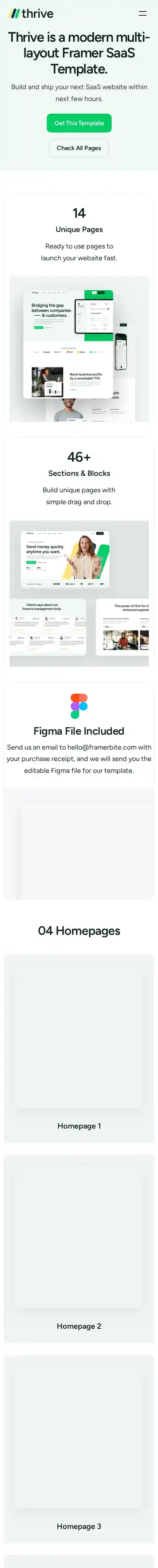 Thrive home page on mobile