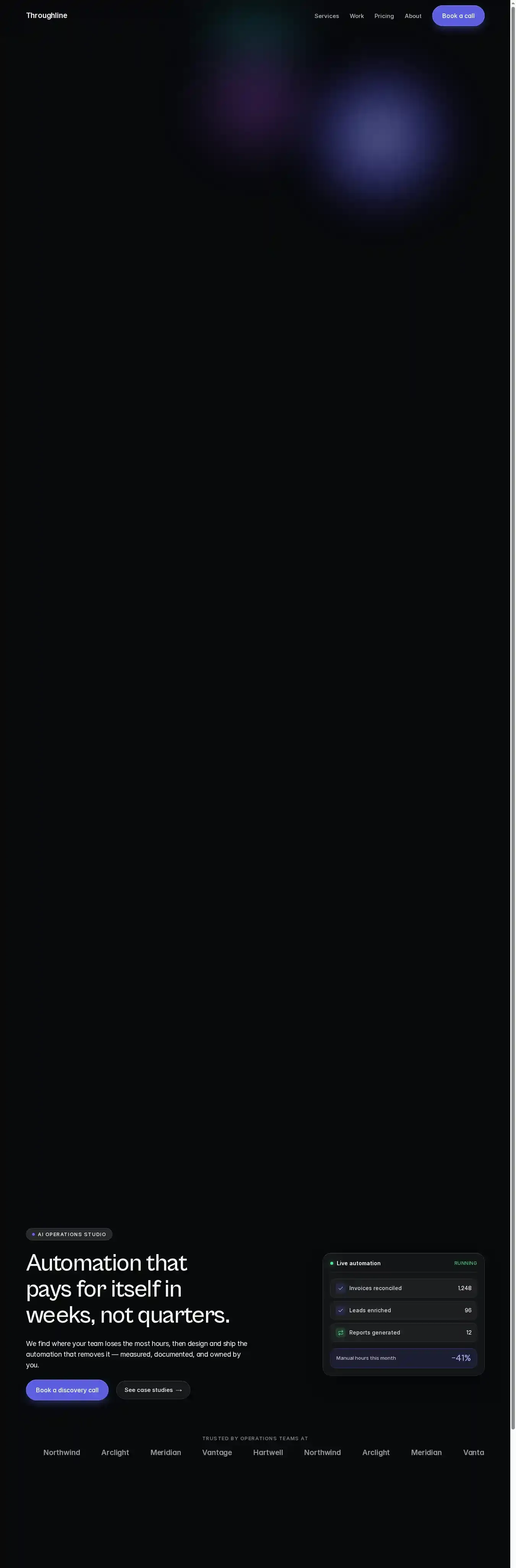 Throughline home page on desktop