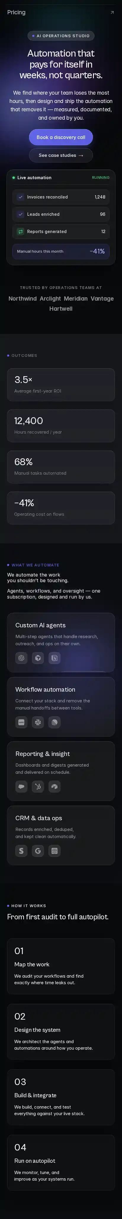 Throughline home page on mobile