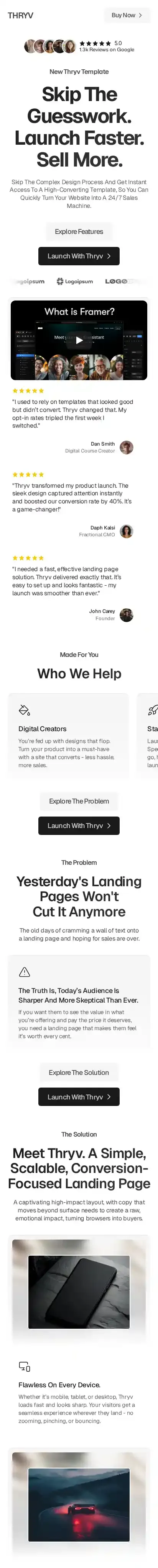 Thryv ⚡️ home page on mobile