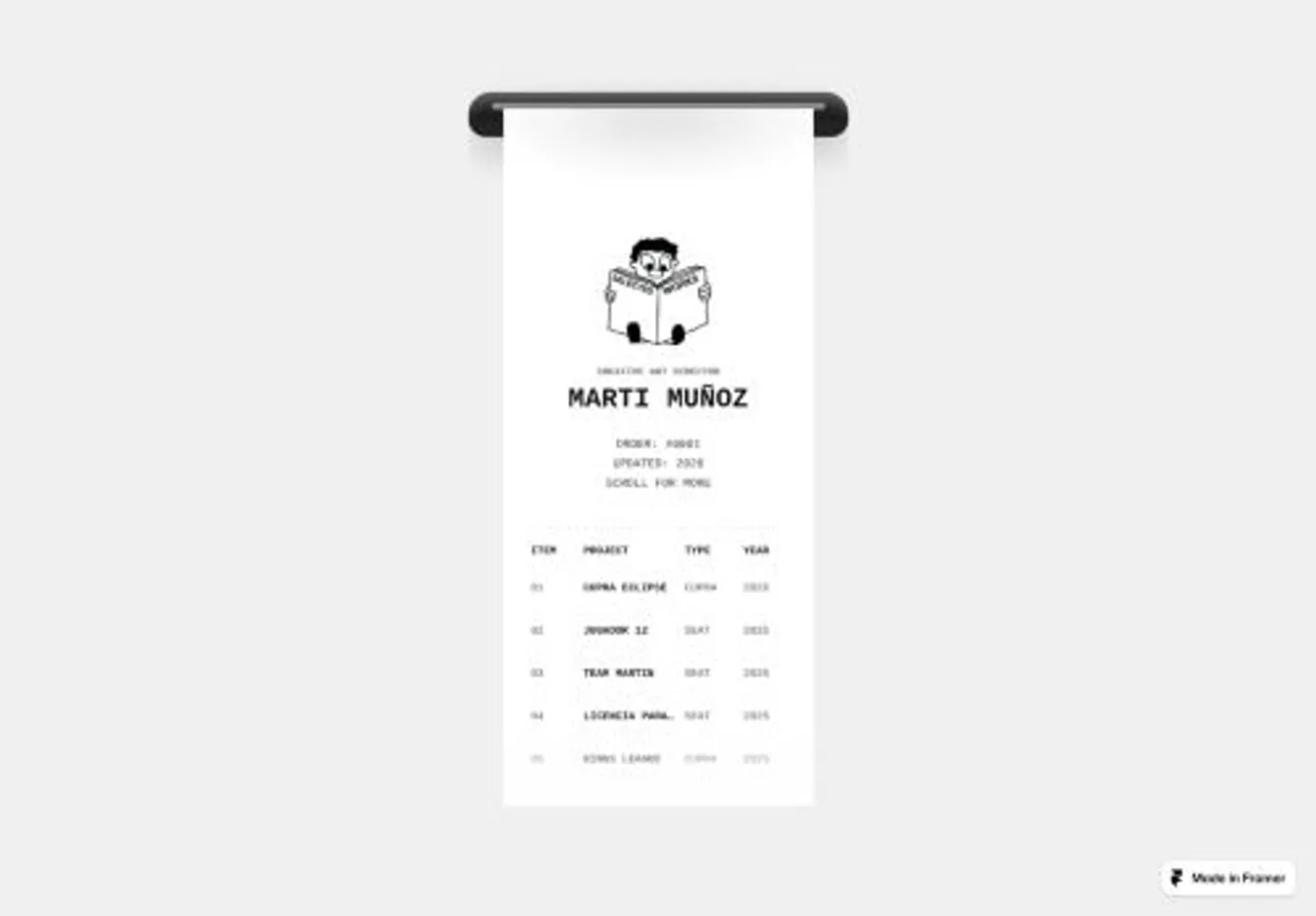 Ticket Porfolio home page on desktop