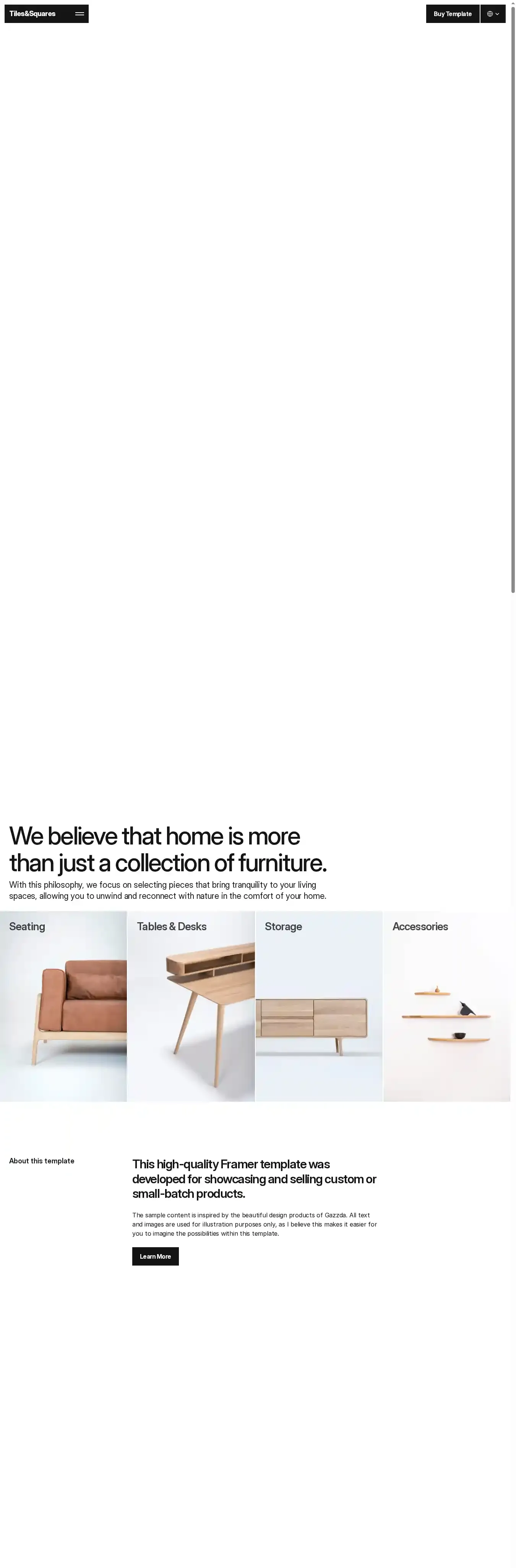 Tiles&Square home page on desktop
