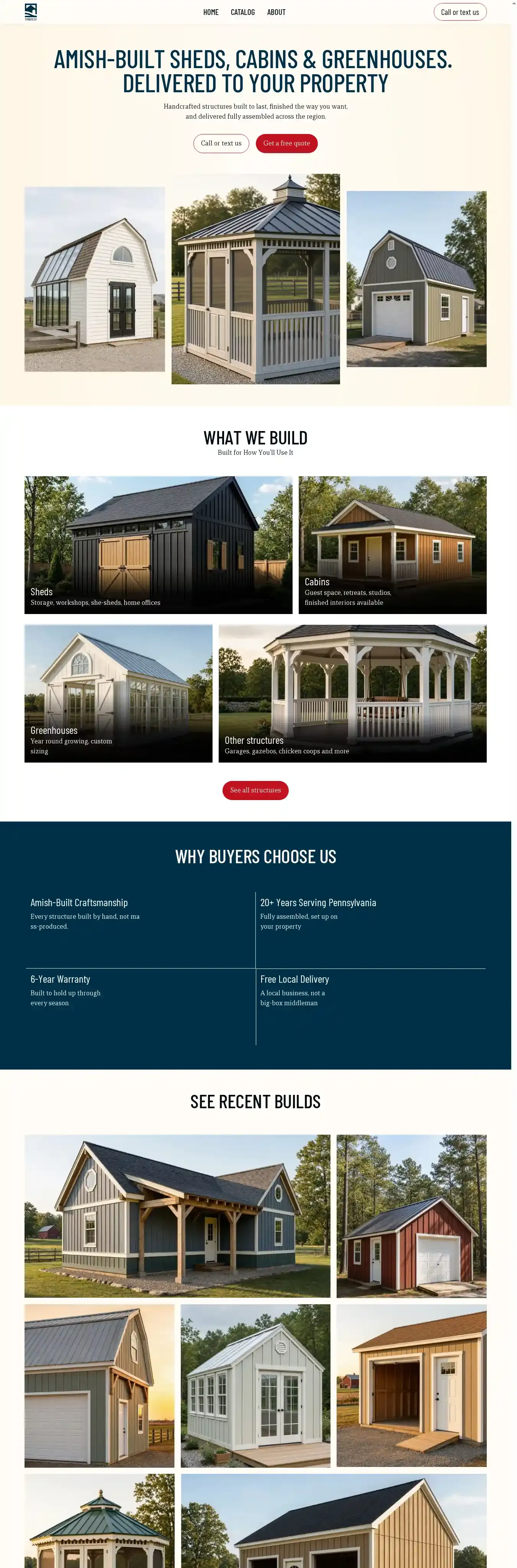 Timberlot home page on desktop