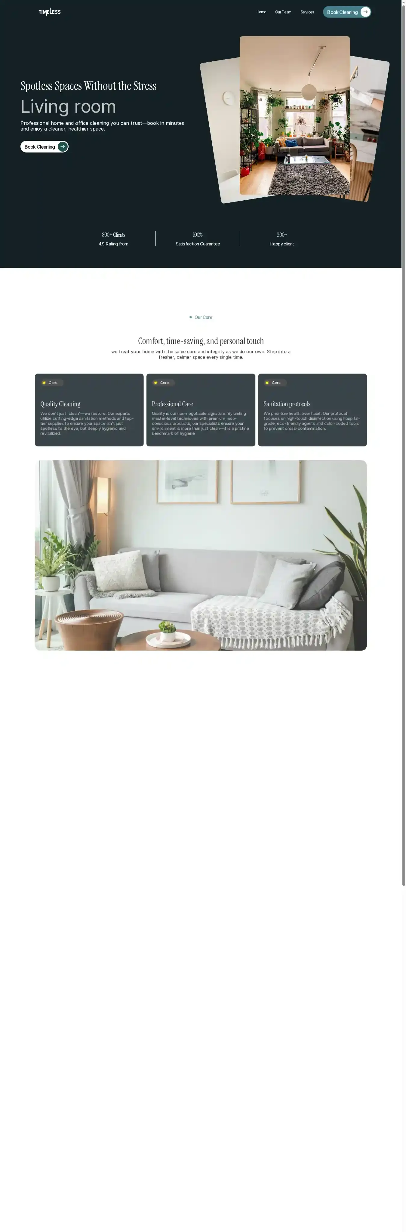 Timelless home page on desktop