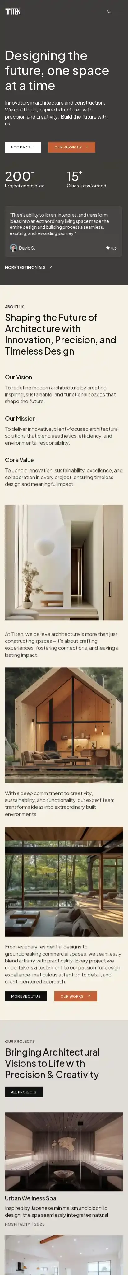 Titen home page on mobile