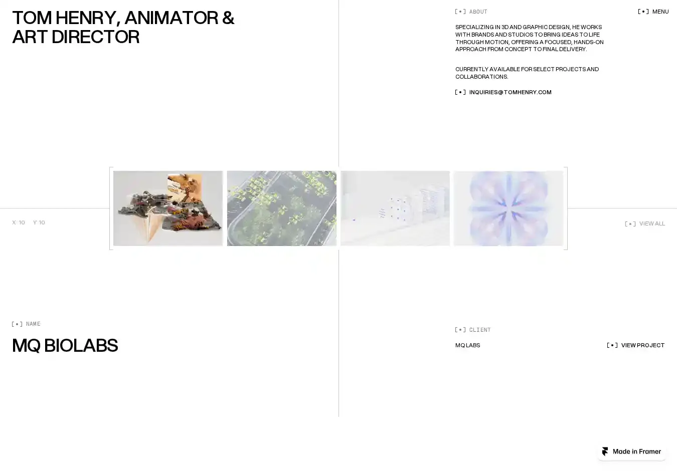 Tom Henry home page on desktop