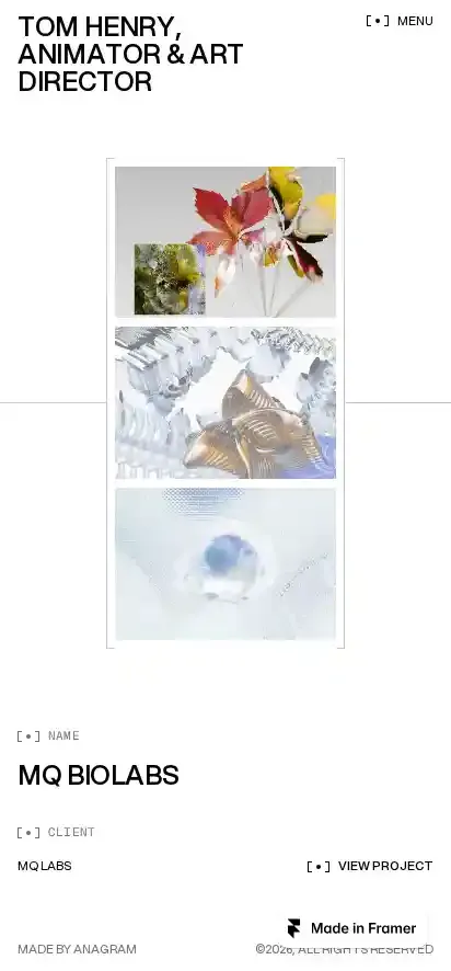 Tom Henry home page on mobile