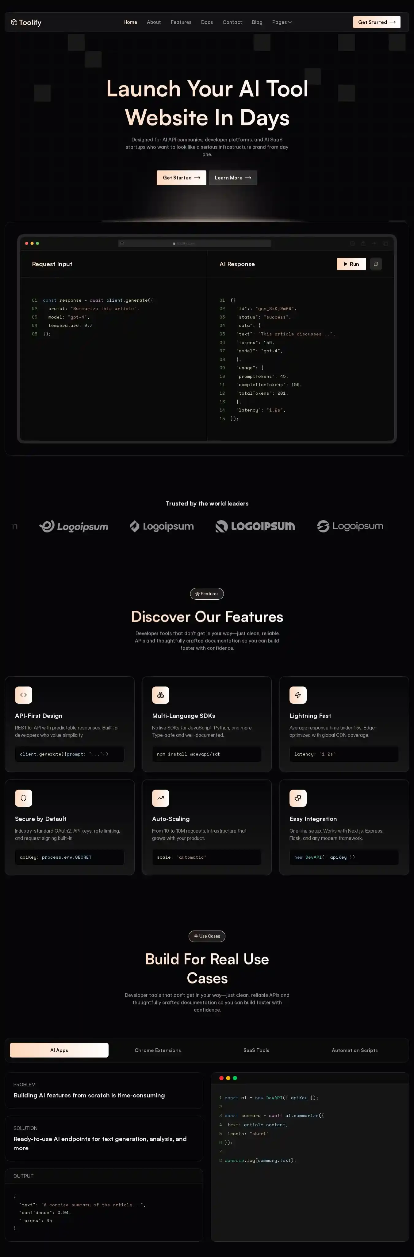 Toolify home page on desktop