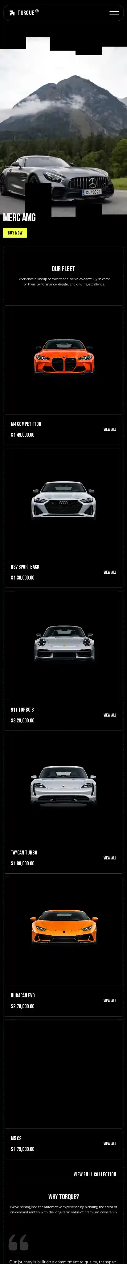 Torque home page on mobile