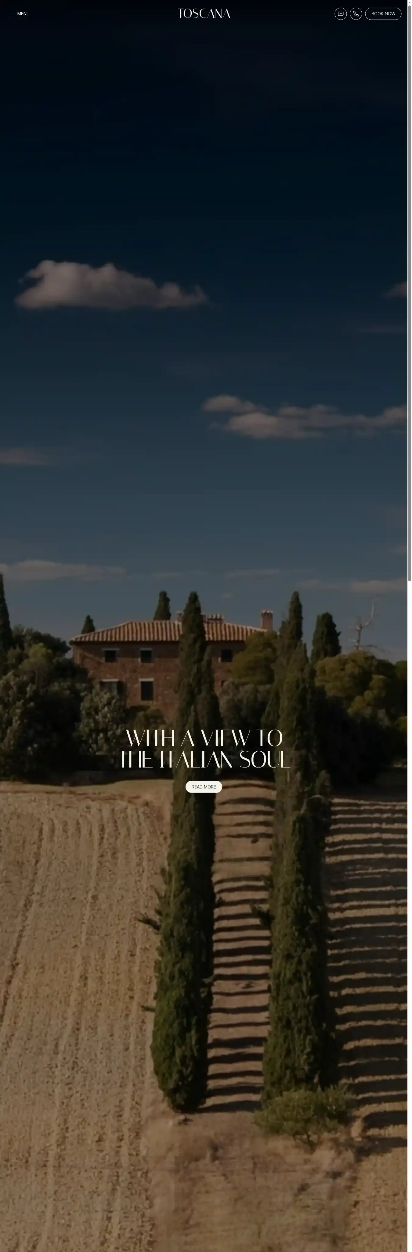 Toscana home page on desktop
