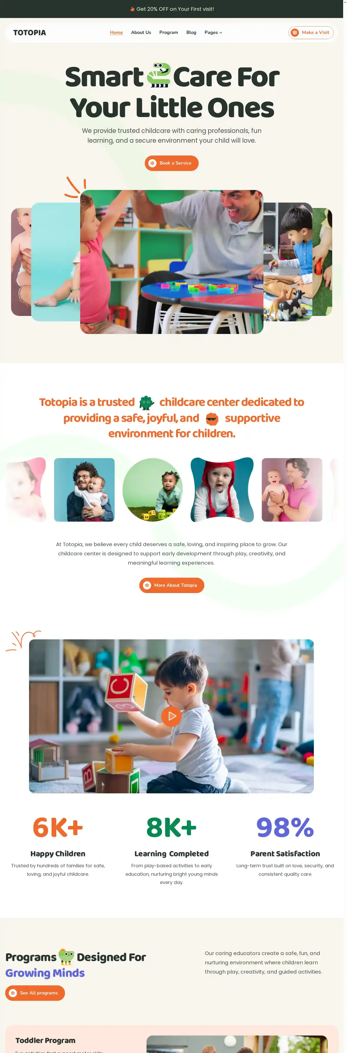 Totopia home page on desktop