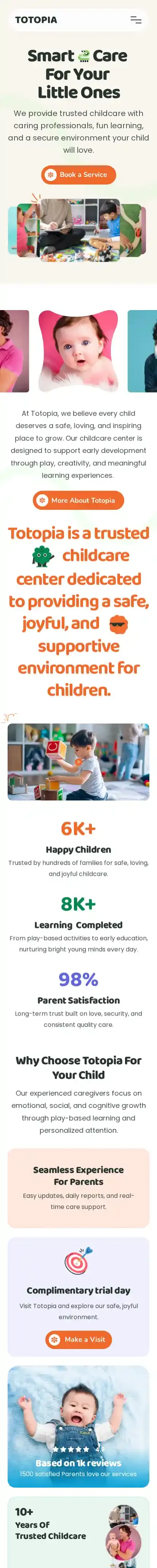 Totopia home page on mobile