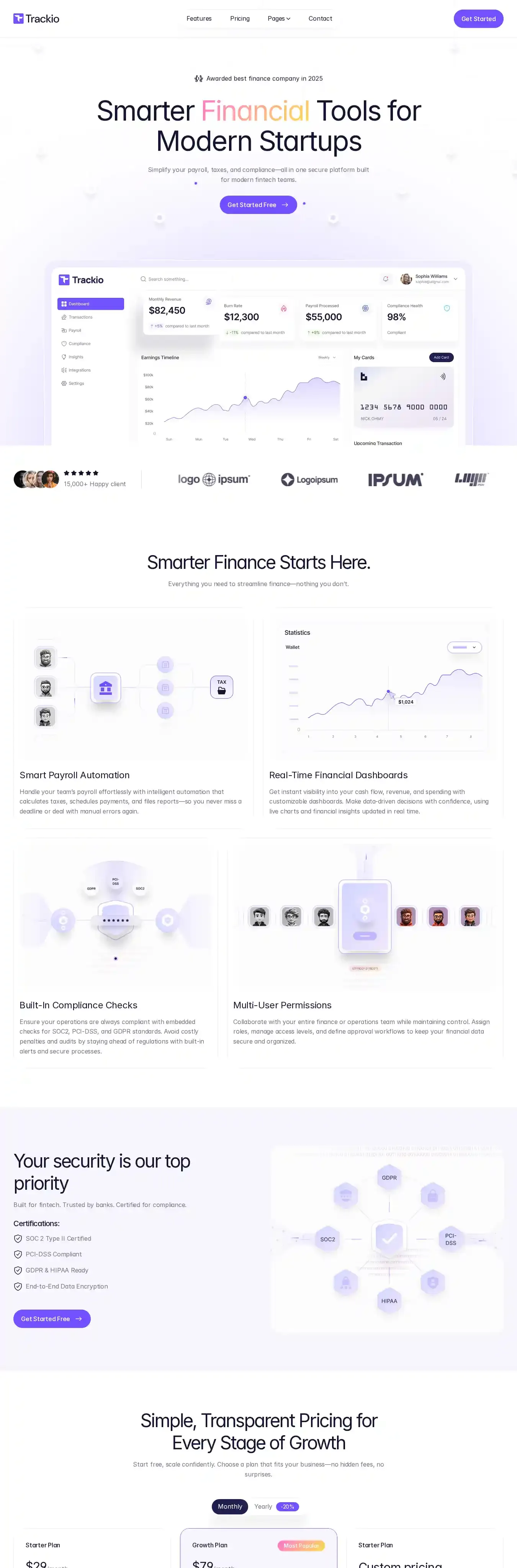 Trackio home page on desktop