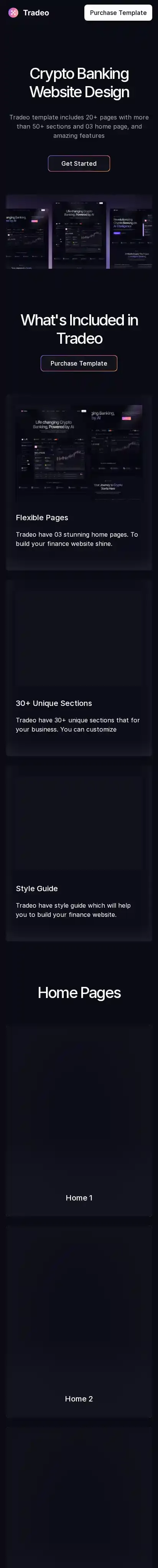 Tradeo home page on mobile