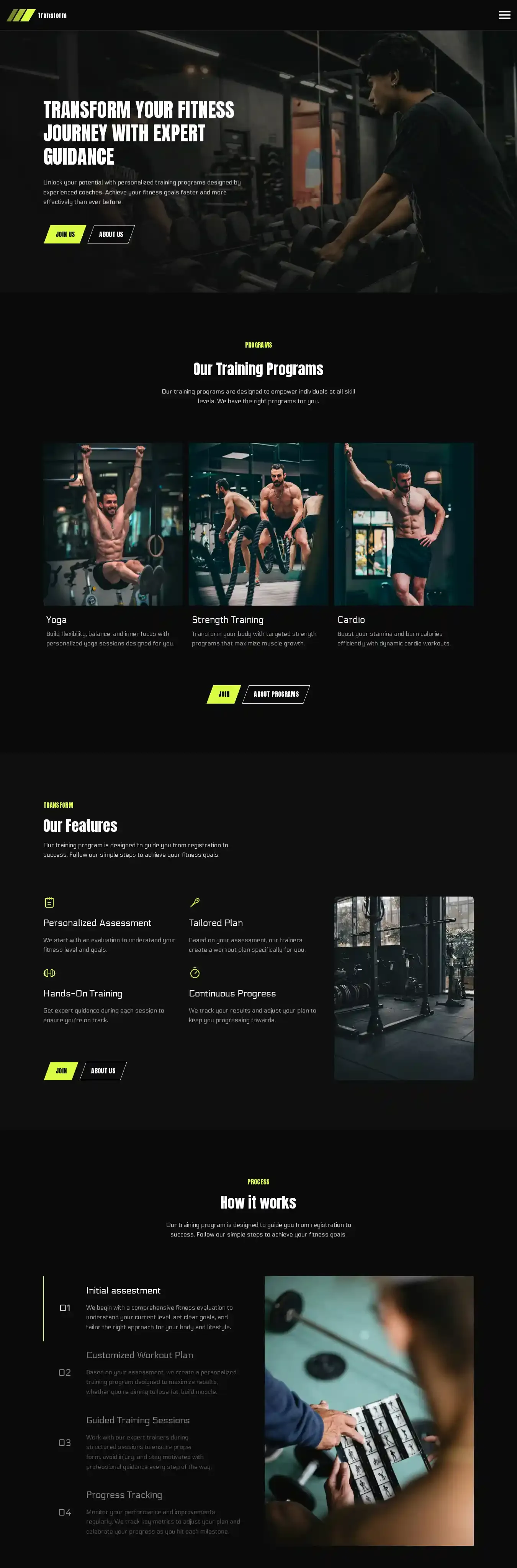 Transform home page on desktop