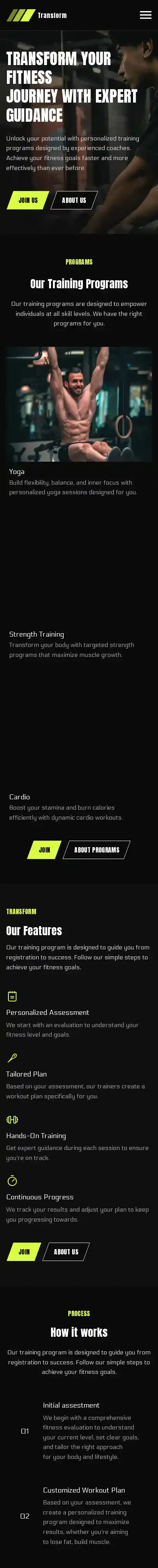 Transform home page on mobile