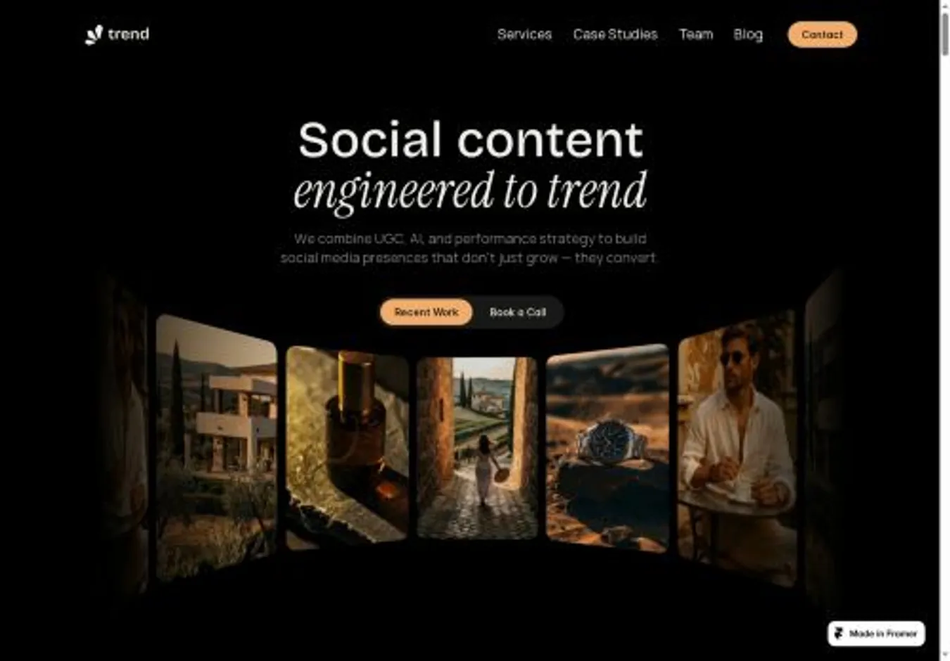 Trend home page on desktop