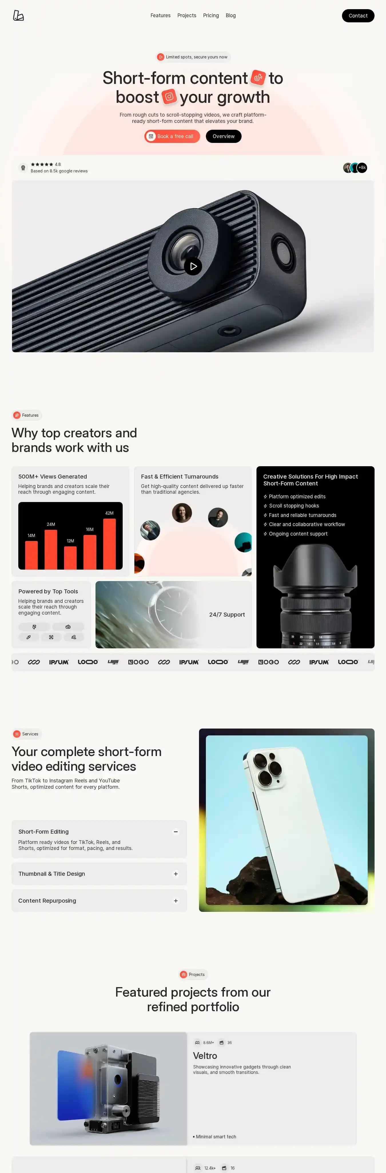 Trendy home page on desktop