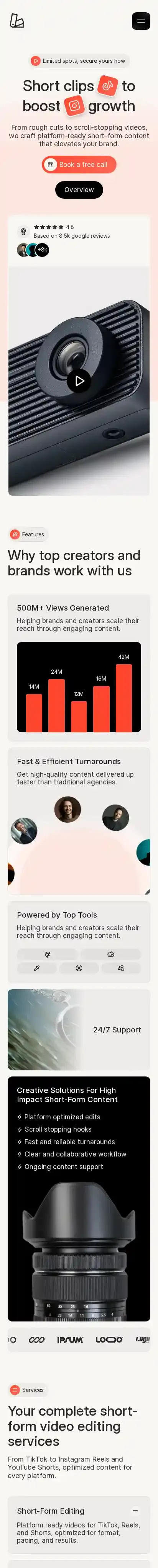 Trendy home page on mobile