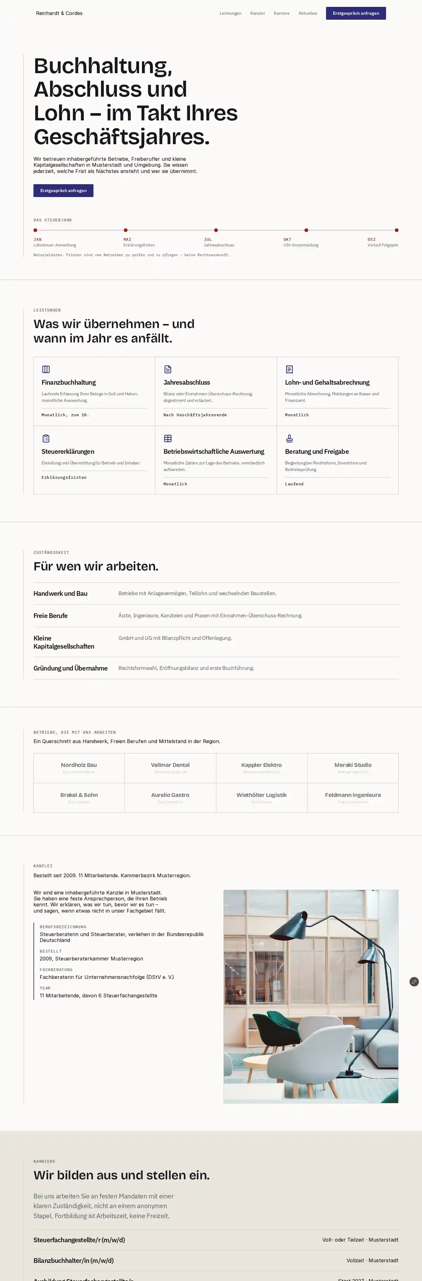 Treuhand & Steuern home page on desktop