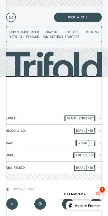 Trifold home page on mobile