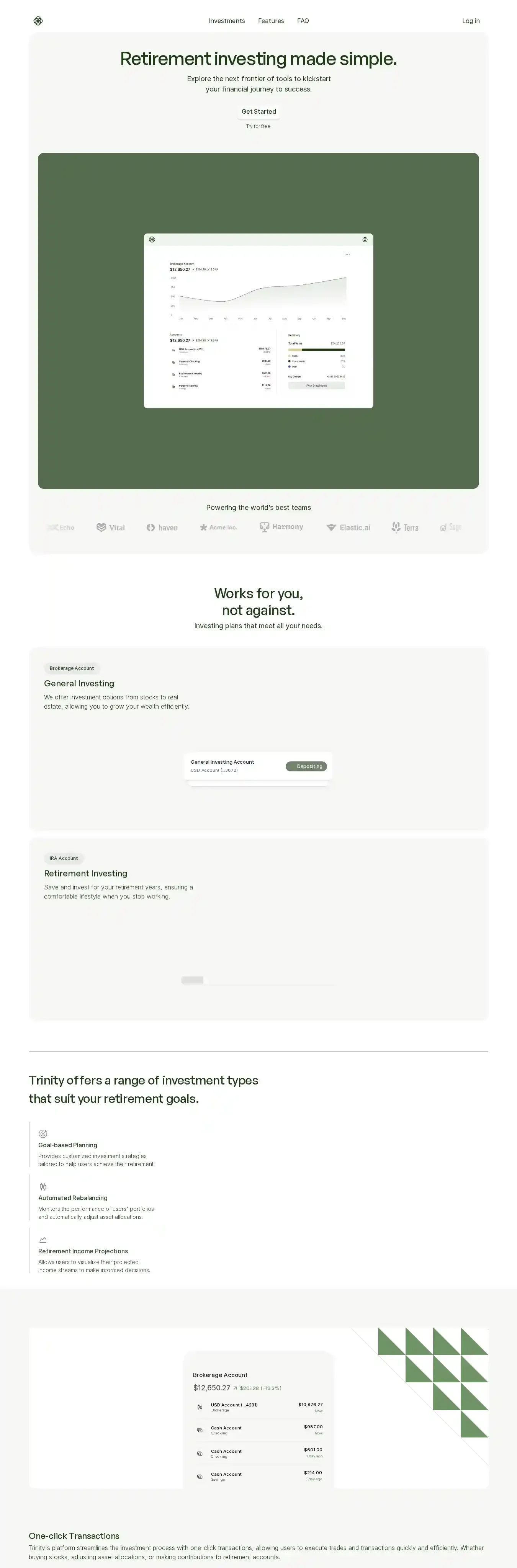 Trinity home page on desktop