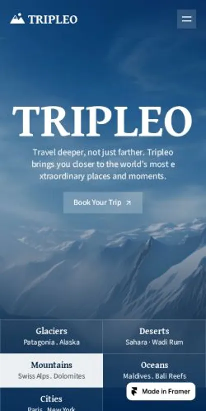 Tripleo home page on mobile